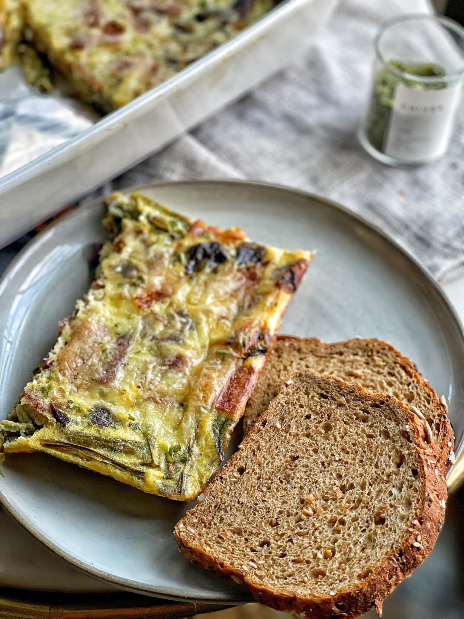 Skinny Bacon, Asparagus and Swiss Egg Bake Sweet Savory and Steph