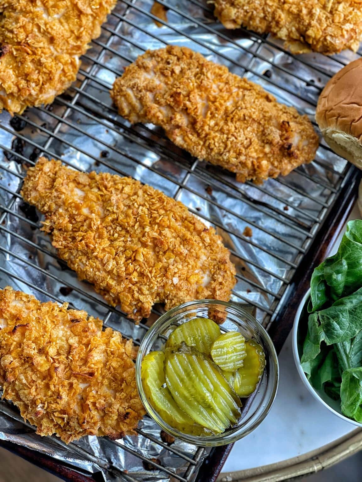 Healthy Oven Baked Cornflake Crusted Chicken Sweet Savory and Steph