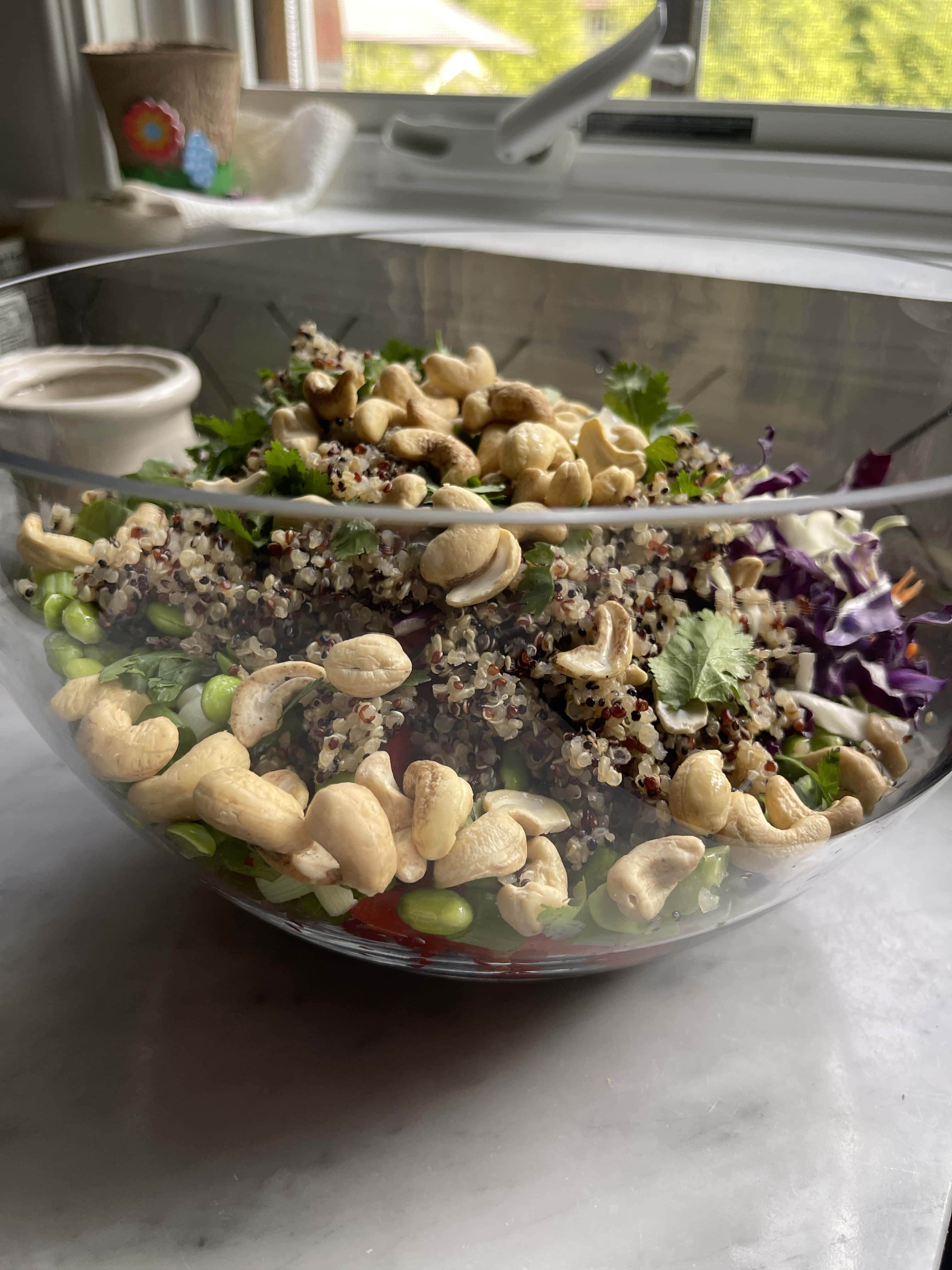 Quinoa and Vegetable Salad with Peanut Dressing - Sweet Savory and Steph