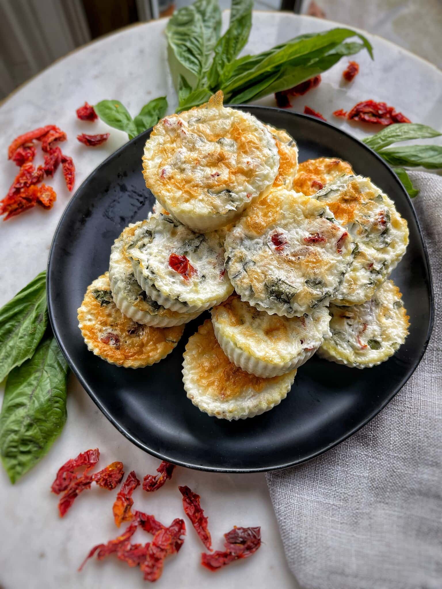 Healthy Sundried Tomato and Basil Sous Vide Egg White Bites Sweet