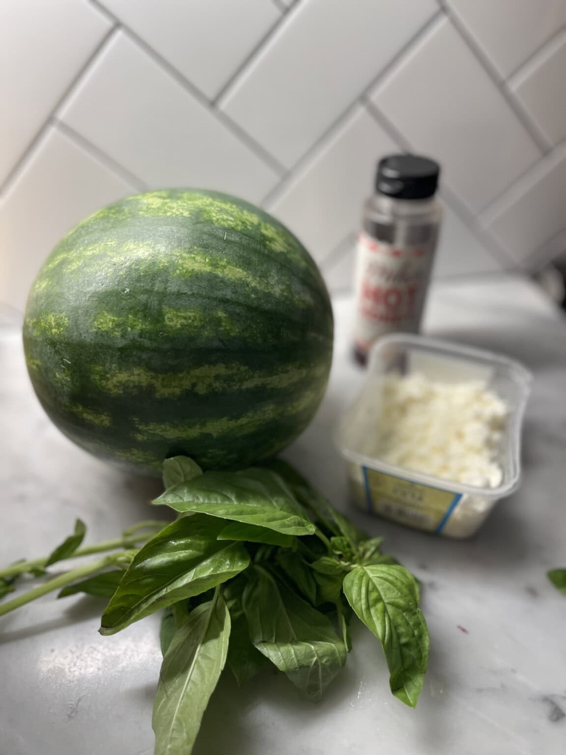 Watermelon Feta and Hot Honey Salad - Sweet Savory and Steph